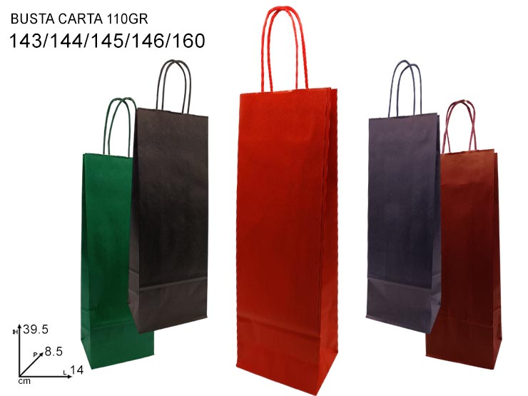 PORTA BOTT.COL.ASS. RITORTO PZ.25 BASE14 - Confezionamento > Buste Regalo > Carta Color - Ingrosso B2B Magazzini Scatigna
