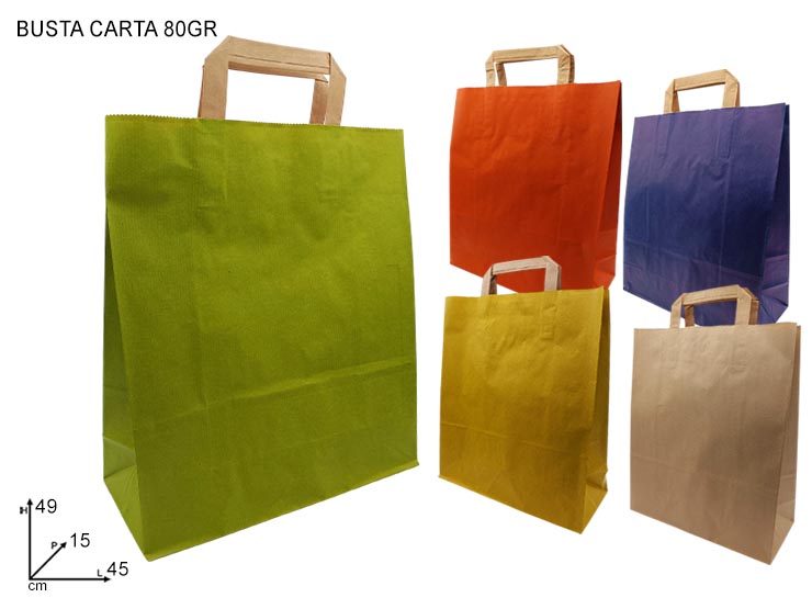 BUSTA CARTA COL.ASS.M.PIAT.451549 174/ - Confezionamento > Buste Regalo > Carta Color - Ingrosso B2B Magazzini Scatigna