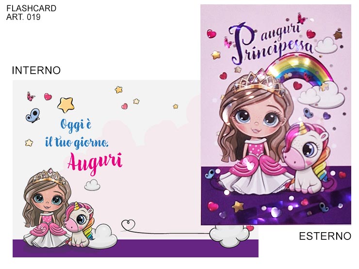 COD.019/FAUGURI PRINCIPESSA/UNICORNO - Eventi > Compleanno > Accessori Confezionamento - Ingrosso B2B Magazzini Scatigna