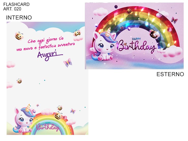 COD.020/F ARCOBALENO UNICORNO ROSA FUX - Eventi > Compleanno > Accessori Confezionamento - Ingrosso B2B Magazzini Scatigna