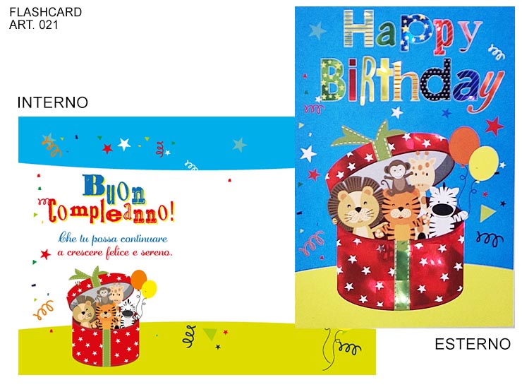 COD.021/F HAPPY BIRTHDAY SCATOLA CON ANI - Eventi > Compleanno > Accessori Confezionamento - Ingrosso B2B Magazzini Scatigna