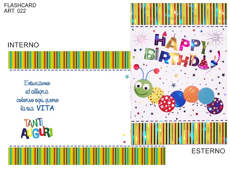 COD.023/F HAPPY BIRTHDAY LOMBRICO COLORA - Eventi > Compleanno > Accessori Confezionamento - Ingrosso B2B Magazzini Scatigna