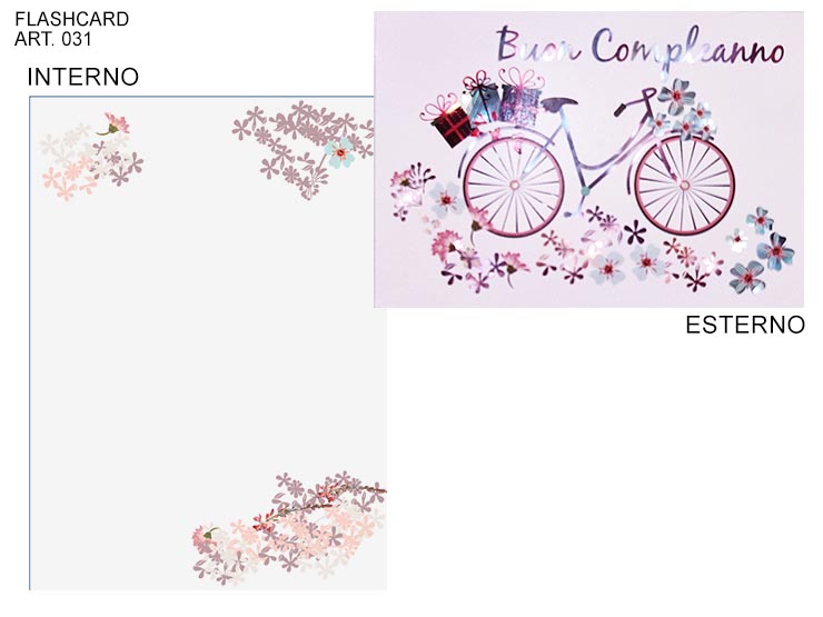 COD.031/F BUON COMPLEANNO BICI/FIORI - Eventi > Compleanno > Accessori Confezionamento - Ingrosso B2B Magazzini Scatigna