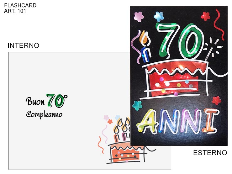 COD.101/F 70 ANNI BIANCO/COLOR - Eventi > Compleanno > Accessori Confezionamento - Ingrosso B2B Magazzini Scatigna