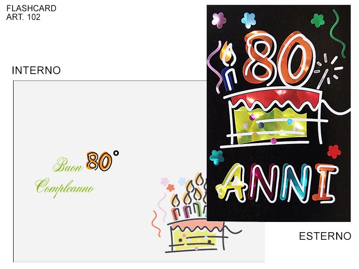 COD.102/F 80 ANNI BIANCO/COLOR - Eventi > Compleanno > Accessori Confezionamento - Ingrosso B2B Magazzini Scatigna