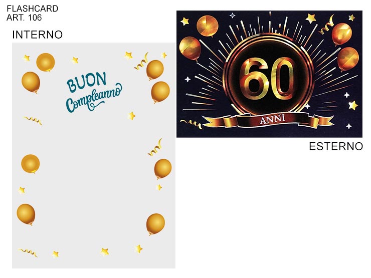 COD.106/F 60 ANNI BLU E ORO - Eventi > Compleanno > Accessori Confezionamento - Ingrosso B2B Magazzini Scatigna