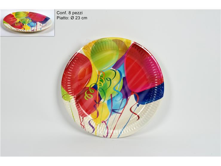 PIATTI CARTA PALLONCINI Cm23 Pz8 004535 - Party > Decorazioni E Tavola > Disney - Ingrosso B2B Magazzini Scatigna