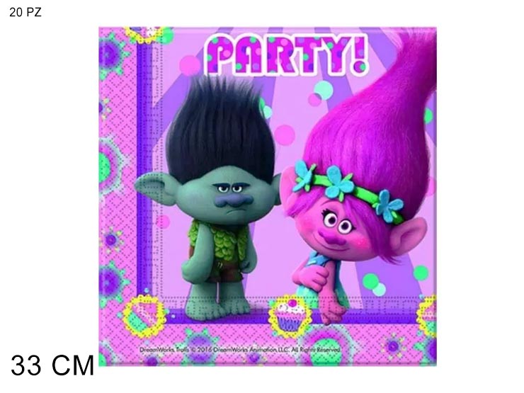 TOVAGLIOLI TROLLS Pz.20 5PR87016  - Party > Decorazioni E Tavola > Disney - Ingrosso B2B Magazzini Scatigna
