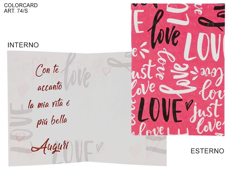 BIGLIETTO AUGURALE "LOVE" Cod.51 - Eventi > San Valentino > Accessori Confezionamento - Ingrosso B2B Magazzini Scatigna