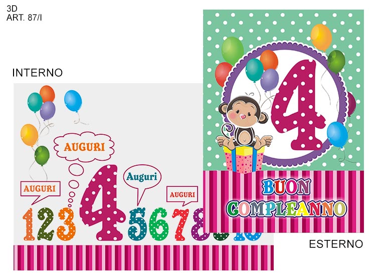 COMPLEANNO NUMERO 4 87 / I - Eventi > Compleanno > Accessori Confezionamento - Ingrosso B2B Magazzini Scatigna