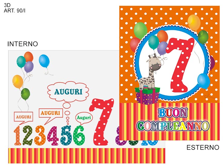 COMPLEANNO NUMERO 7 90 / I - Eventi > Compleanno > Accessori Confezionamento - Ingrosso B2B Magazzini Scatigna