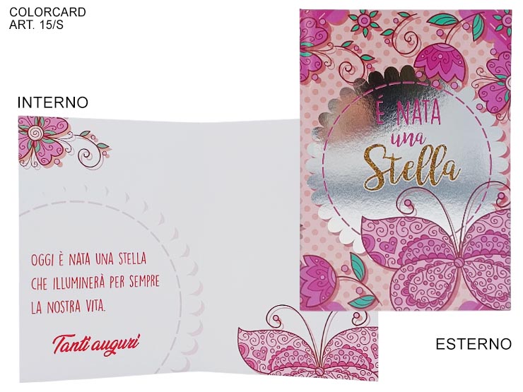 BIGLIETTO AUGURALE NASCITA BIMBA Cod.15S - Eventi > Nascite > Accessori Confezionamento - Ingrosso B2B Magazzini Scatigna