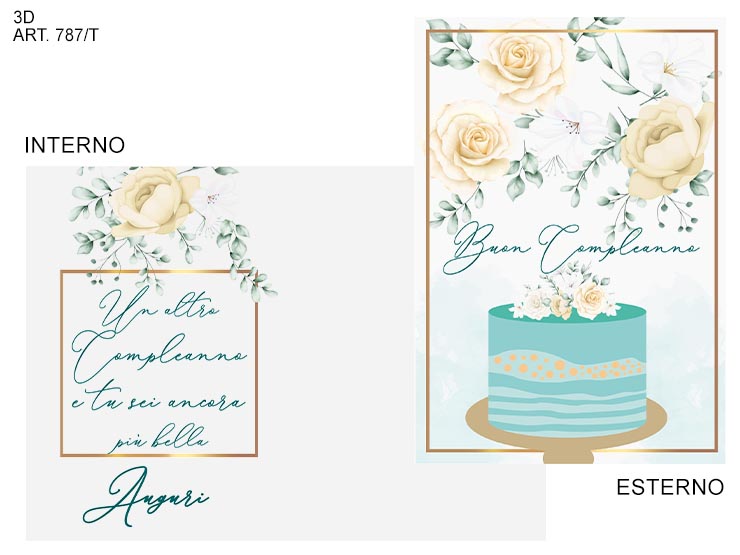 BIGLIETTI AUGURI 3D B12PZ COMP TOR ROSE - Eventi > Compleanno > Accessori Confezionamento - Ingrosso B2B Magazzini Scatigna