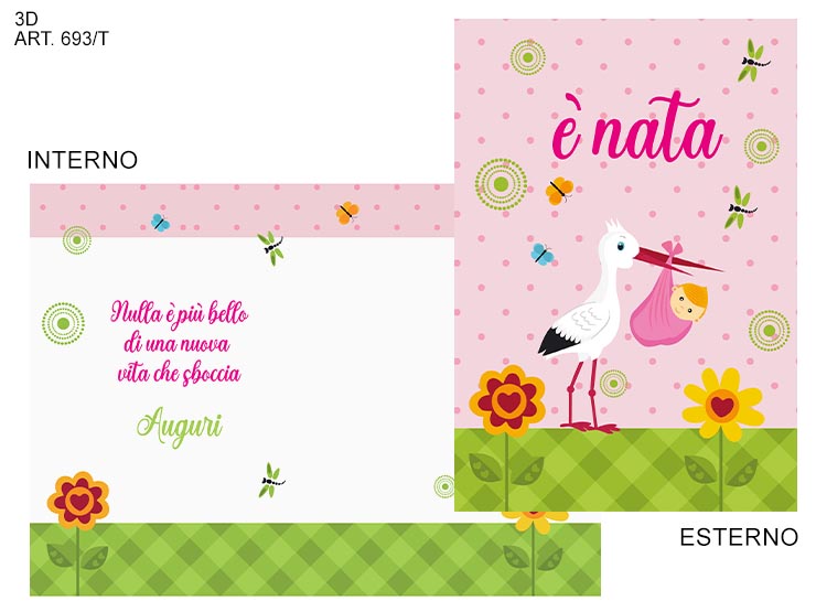BIGLIETTI AUGURI 3D B12PZ CIC BIM ROS - Eventi > Nascite > Accessori Confezionamento - Ingrosso B2B Magazzini Scatigna