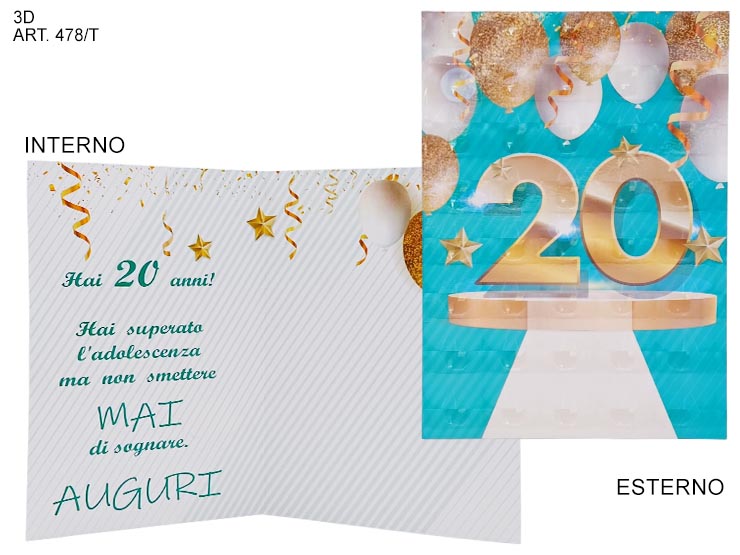 BIGLIET.3D COD 478/T20 COMPLEAN.151/L - Eventi > Compleanno > Accessori Confezionamento - Ingrosso B2B Magazzini Scatigna