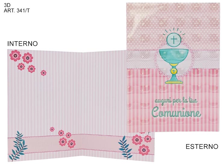 3D COD. 341/T PRIMA COMUNIONE BIMBA - Eventi > Comunione > Biglietti - Ingrosso B2B Magazzini Scatigna