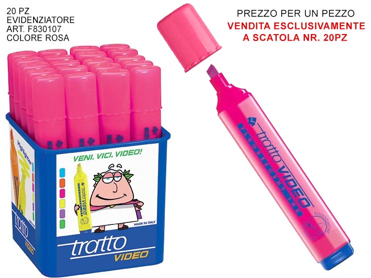 TRATTO VIDEO ROSA BARATT.Pz.20 830107 - Scuola Ufficio > Cancelleria > Evidenziatori - Ingrosso B2B Magazzini Scatigna