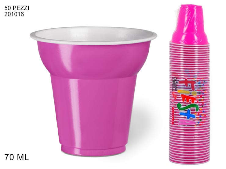 BICCH.CAF BIC.FIESTA FUCSIA Pz50 201016 - Party > Decorazioni E Tavola > Monouso E Riutilizzabili - Ingrosso B2B Magazzini Scatigna