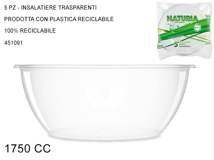 5 INSALATIERE 1750R-PET NATURA 451091 - H.o.r.e.c.a > Street Food > Insalatiere Plastica - Ingrosso B2B Magazzini Scatigna