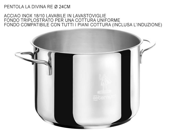 LA DIV REINOX PENTOLA 24CM Y0DIPEN024 - Everyday > Cucina > Cottura E Portata - Ingrosso B2B Magazzini Scatigna