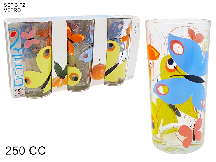 SET 3 BICCH.ALIGH.BIB.PAPILLON 0437260 - Everyday > Tavola > Tazze E Bicchieri - Ingrosso B2B Magazzini Scatigna