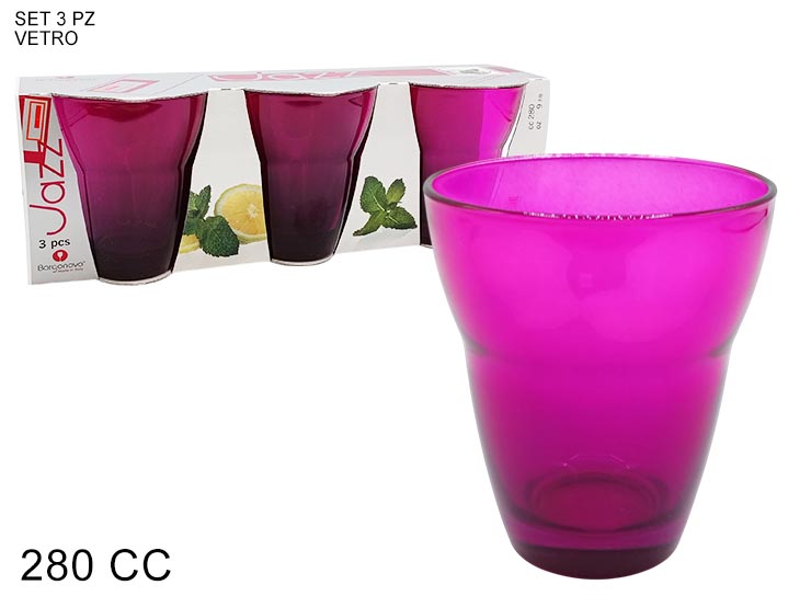 SET 3 BICCH.JAZZ ACQ.SPR.ROSA 36382705 - Everyday > Tavola > Tazze E Bicchieri - Ingrosso B2B Magazzini Scatigna