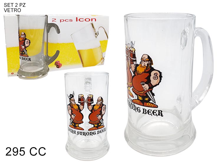SET 2BICCH.BIRRA VIKINGS 1/2PIN 0415332 - Everyday > Tavola > Tazze E Bicchieri - Ingrosso B2B Magazzini Scatigna