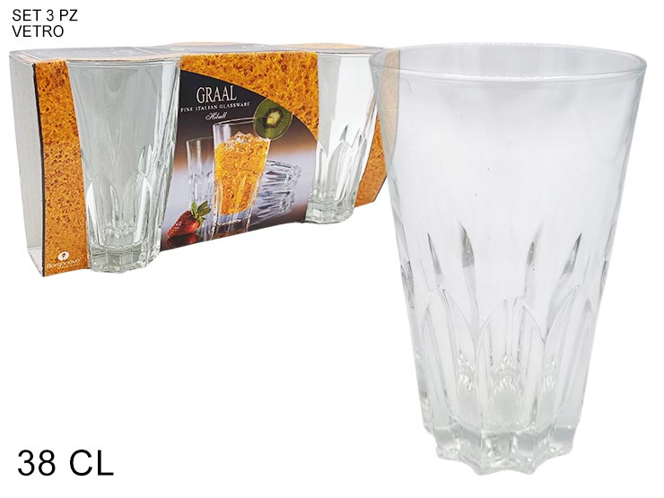 SET 3 BICCHIERI GRAAL HB 380 11157511 - Everyday > Tavola > Tazze E Bicchieri - Ingrosso B2B Magazzini Scatigna