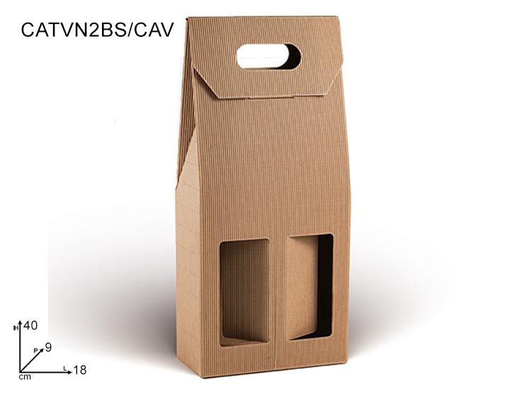 PORT.BOTT. 2 P. AVANA CATVN2BS/CAV - Confezionamento > Cestini Box Scatole > Box Bottiglie - Ingrosso B2B Magazzini Scatigna