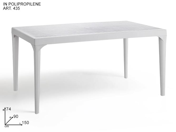 TAVOLO OSLO 150X90 BIANCO 435 - Summer > Arredo E Attrezzature Da Esterno > Set Da Esterno - Ingrosso B2B Magazzini Scatigna