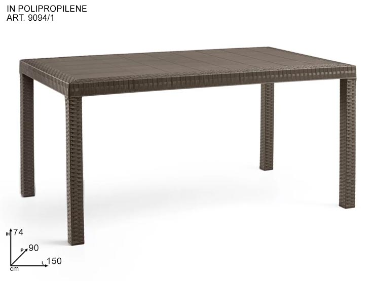 TAVOLO RATTAN HOUSTON 150X90TAUPE9094/1 - Summer > Arredo E Attrezzature Da Esterno > Set Da Esterno - Ingrosso B2B Magazzini Scatigna