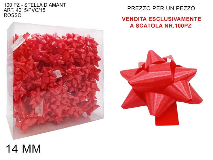 STELLA DIAM.LIS.mm.14 Pz.100 ROSSO 4015 - Eventi > Compleanno > Accessori Confezionamento - Ingrosso B2B Magazzini Scatigna