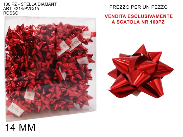 STELLA LUX MET.mm.14 Pz.100 ROSSO 4214 - Eventi > Compleanno > Accessori Confezionamento - Ingrosso B2B Magazzini Scatigna