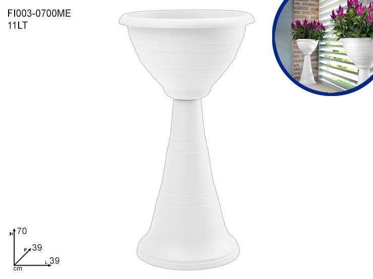 FIORIERA A COLONNA h 70 cm BIANCO FI003- - Giardino E Giardinaggio > Vasi > Calici A Colonna Plastica - Ingrosso B2B Magazzini Scatigna