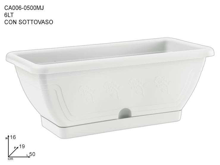CASSETTA VENEZIA C/SOTT. 50CM BIANCO - Giardino E Giardinaggio > Vasi > Vasi Balconiere Plastica - Ingrosso B2B Magazzini Scatigna