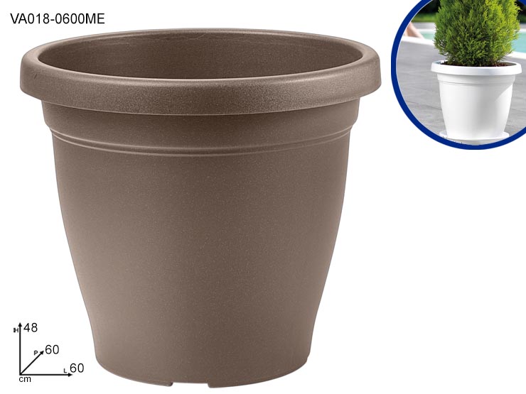 VASO VERONA 60CM 3PZ AVANA - Giardino E Giardinaggio > Vasi > Vasi Tondi Plastica - Ingrosso B2B Magazzini Scatigna