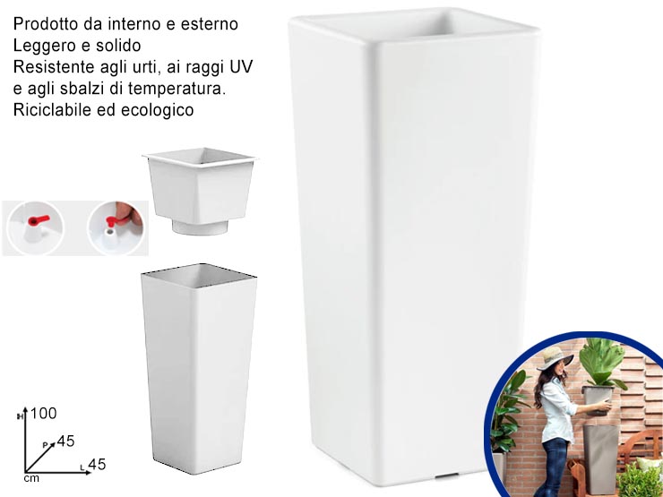 CACHE-POT CLOU QUADR. ALTO h 100 cm BIAN - Giardino E Giardinaggio > Vasi > Cache Pot - Ingrosso B2B Magazzini Scatigna