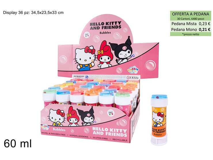 BOLLE DI SAPONE HELLO KITTY  FRIENS 052 - Giocattoli > Bolle Di Sapone - Ingrosso B2B Magazzini Scatigna