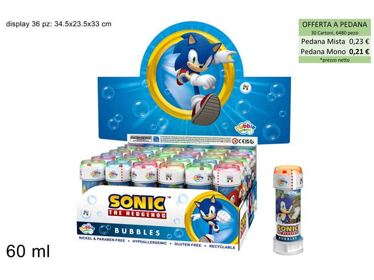 BOLLE DI SAPONE MODERN SONIC Ml.60 10056 - Giocattoli > Bolle Di Sapone - Ingrosso B2B Magazzini Scatigna