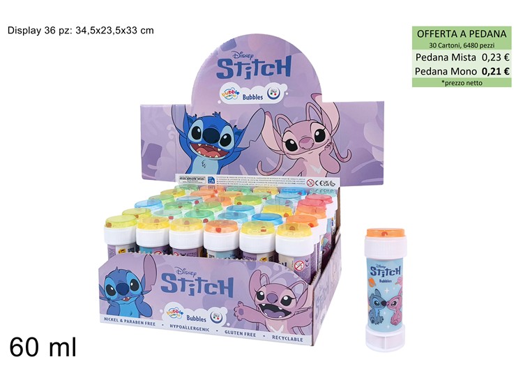 BOLLE DI SAPONE STITCH  ANGEL 103001010 - Giocattoli > Bolle Di Sapone - Ingrosso B2B Magazzini Scatigna