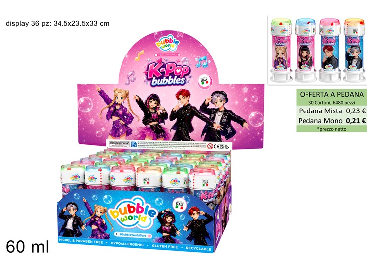 BOLLE DI SAPONE KPOP Ml.60 103001010064 - Giocattoli > Bolle Di Sapone - Ingrosso B2B Magazzini Scatigna