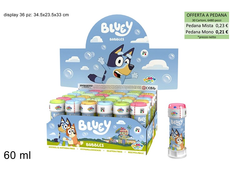BOLLE DI SAPONE BLUEY Ml.60 103001010036 - Giocattoli > Bolle Di Sapone - Ingrosso B2B Magazzini Scatigna