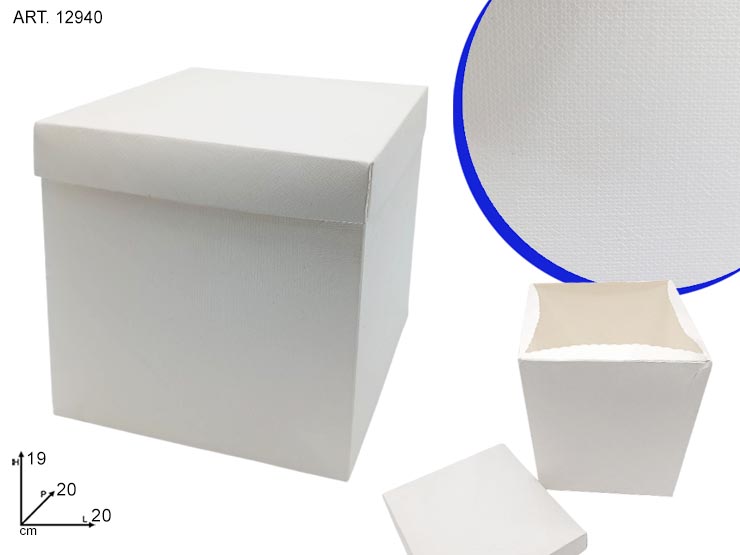 F/CECON 200X200X190 SETA BIANCO 12940 - Articoli Regalo > Scatole E Box > Lino Bianco - Ingrosso B2B Magazzini Scatigna