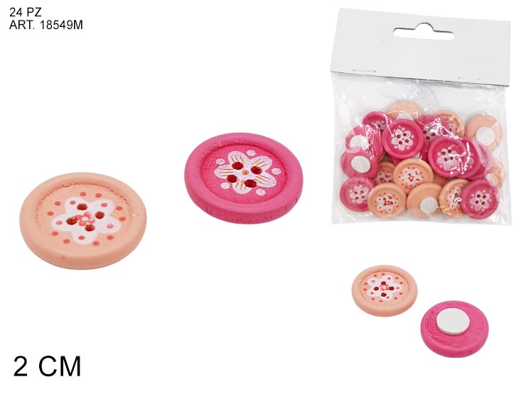 BOTTONI ROSA C/ADESIVO Pz.24 18549 - Articoli Regalo > Scatole E Box > Decorazioni Varie - Ingrosso B2B Magazzini Scatigna