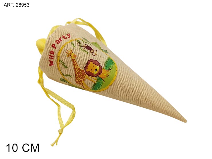CONO GIUNGLA BEIGE/GIALLO 28953 - Confezionamento > Portaconfetti > Sacchetti Morbidi - Ingrosso B2B Magazzini Scatigna