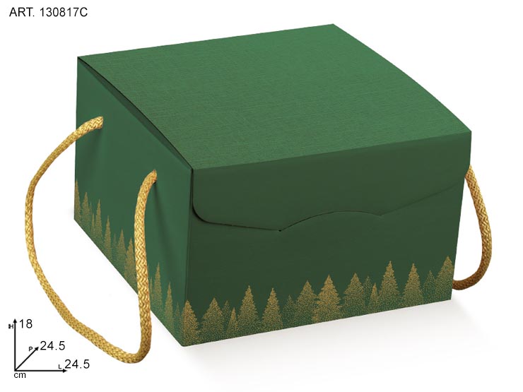SEG.C/CO245X245X180 GREEN FORE 30817 - Confezionamento > Cestini Box Scatole > Box Portapanettone - Ingrosso B2B Magazzini Scatigna