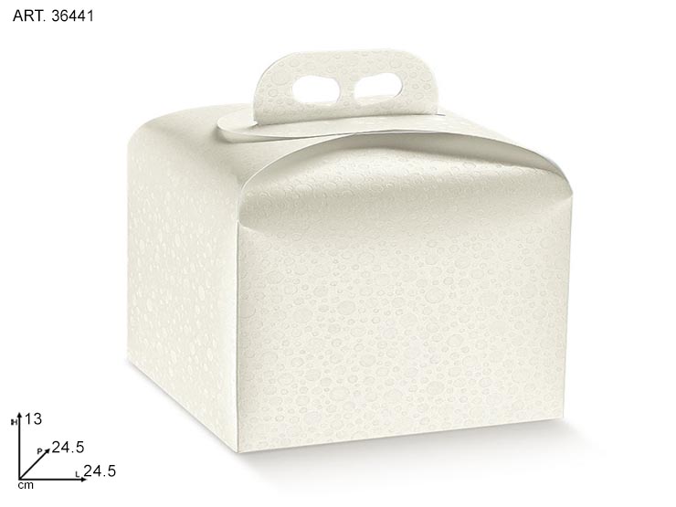 PANETT. 245X245X130 SFERE BIAN 36441 - Confezionamento > Cestini Box Scatole > Box Portapanettone - Ingrosso B2B Magazzini Scatigna
