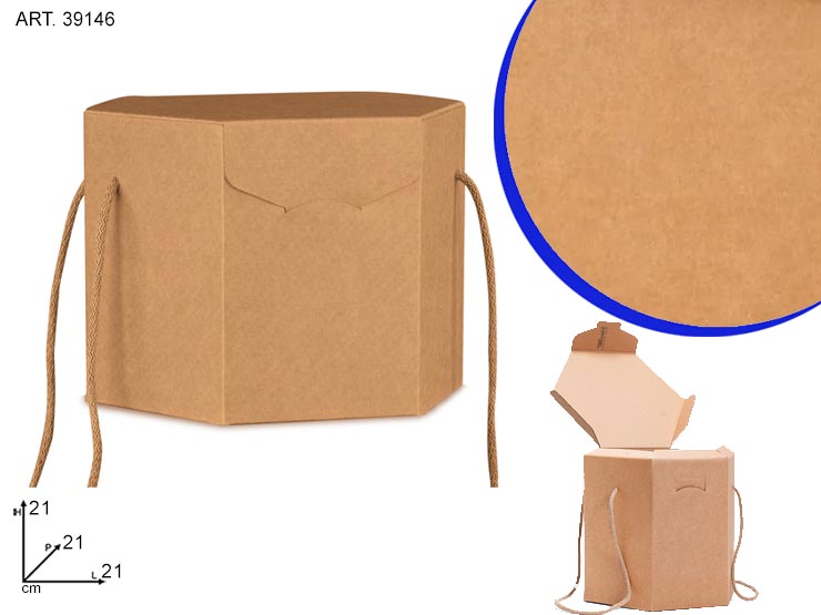 SCATOLA C/LACCI210X210X210 AVANA ESAGONO - Confezionamento > Cestini Box Scatole > Box Portapanettone - Ingrosso B2B Magazzini Scatigna