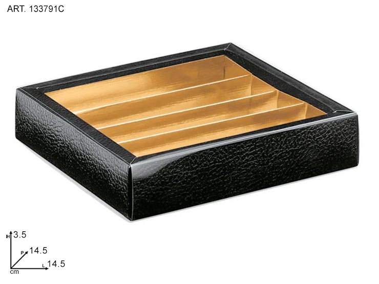 QUADR.FAS 145X145X35 PELLE NEROINS35MM - Articoli Regalo > Scatole E Box > Scatole Pasticceria - Ingrosso B2B Magazzini Scatigna