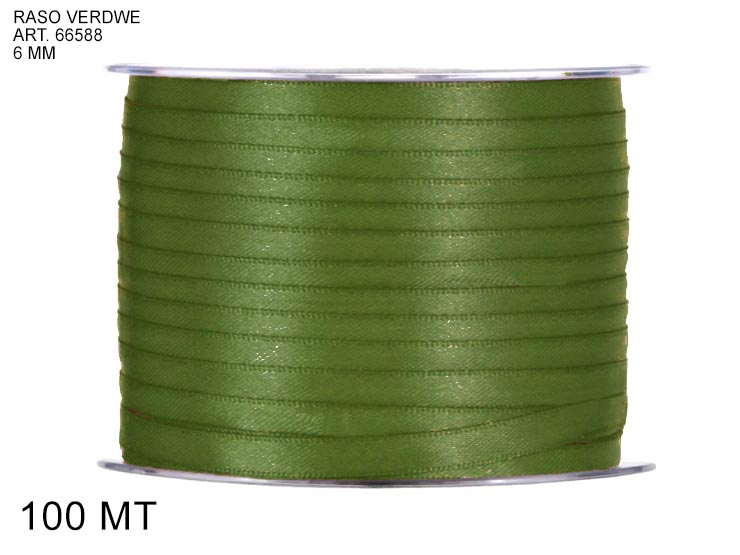 NASTRO DOPPIO RASO VERDE mm.6100 66588M - Articoli Regalo > Nastri > Doppio Raso 6mm - Ingrosso B2B Magazzini Scatigna